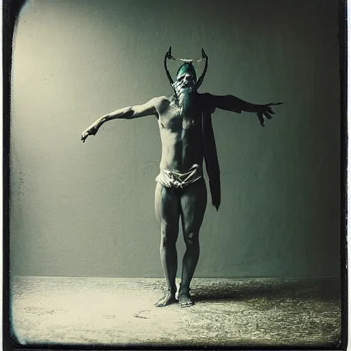 Image similar to 1 kodak portra 4 0 0, wetplate, photo of mephistopheles in the style of jan saudek, annie liebovitz, pieter bruegel the elder, joel peter witkin, gustave dore, heironymus bosch