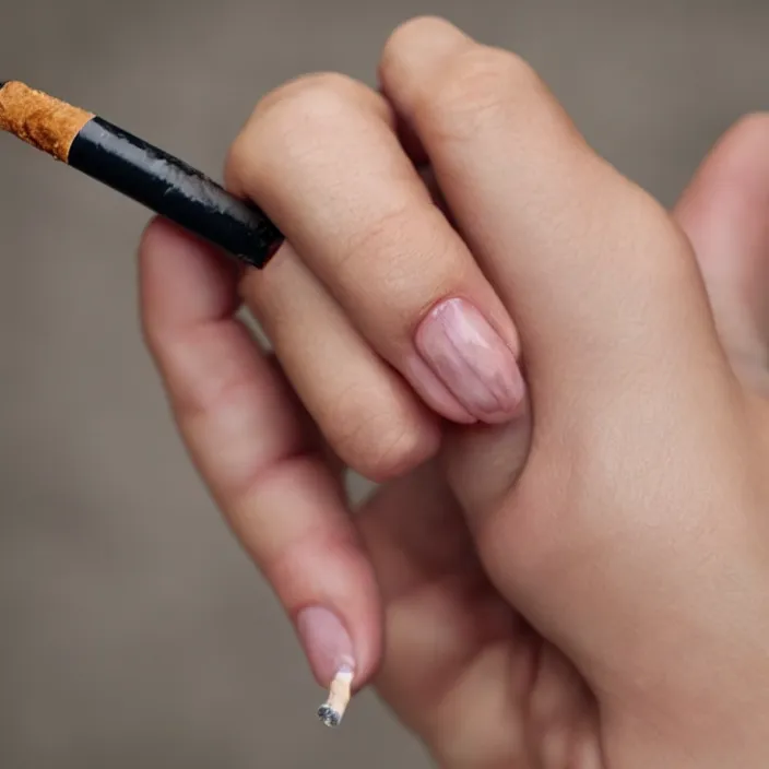 Prompt: realistic woman hand with cigarette