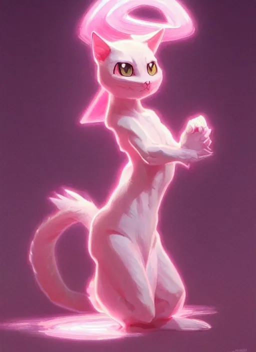 Prompt: pink pokemon cat sad - increasing physical mental perfection, symmetrical! intricate, highly detailed, biblical divine holy perfection!! digital painting, artstation, concept art, smooth, sharp focus, illustration, art by artgerm and greg rutkowski and alphonse mucha