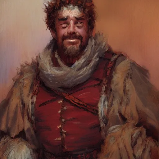 Prompt: a renaissance strongman, dopey and friendly, fantasy character portrait by gaston bussiere, craig mullins