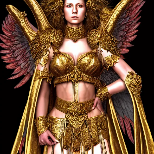 Image similar to beautiful angel warrior queen in ornate robes, highly detailed, 8 k, hdr, award - winning, ann stokes