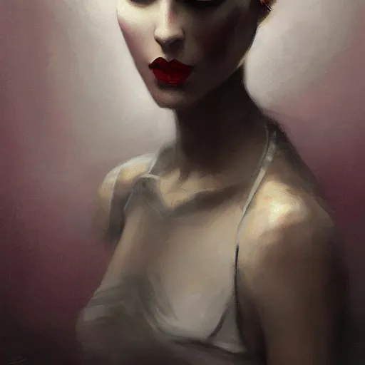 Image similar to beautiful young woman, 1 9 2 0 s, femme fatale, high detail, dramatic light, digital art, dark, painted by seb mckinnon and greg rutkowski, trending on artstation