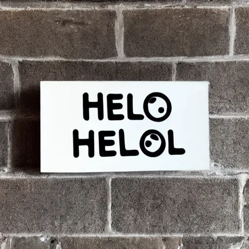 Prompt: a sign that accurately depicts the word hello