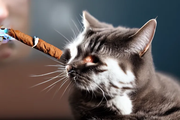 Image similar to a cat smoking cigar, 4k