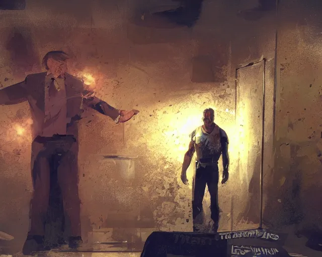 Prompt: Alex Jones standing beside donald trump in a prison jail cell, craig mullins, octane