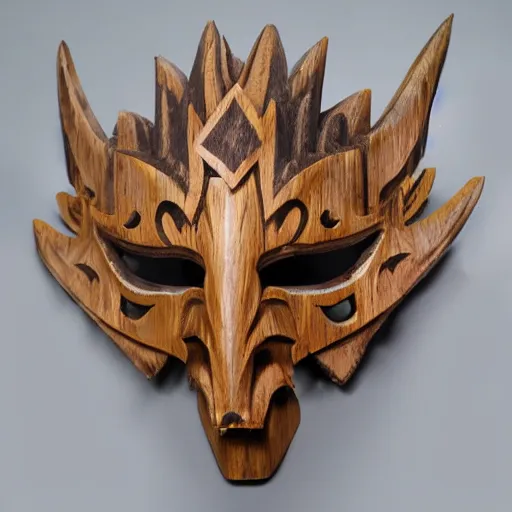 Prompt: dragon priest wooden mask