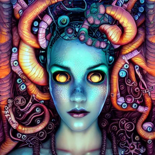 Image similar to Lofi mermaid BioPunk BioShock Lovecraft Lovecraftian portrait, Pixar style, by Tristan Eaton Stanley Artgerm and Tom Bagshaw.