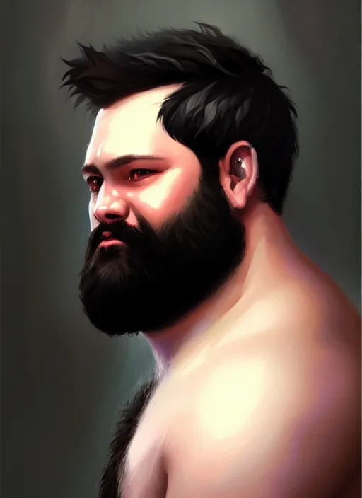 Image similar to a _ fantasy _ style _ portrait _ painting _ of white male short black hair chubby disconnected beard, rpg dnd oil _ painting _ unreal _ 5 _ daz. _ rpg _ portrait _ extremely _ detailed _ artgerm _ greg _ rutkowski _ greg