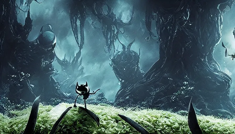 Prompt: Hollow Knight live action movie adaptation, directed by Guillermo Del Toro, IMAX cinematography by Roger Deakins, dark fantasy, principal photography