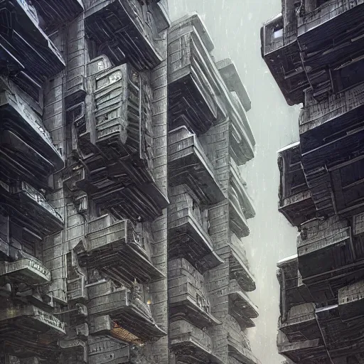 Image similar to highly detailed brutalist architecture city, star wars imperial style, while it's raining, stephen bliss, unreal engine, fantasy art by greg rutkowski, loish, rhads, ferdinand knab, makoto shinkai, ilya kuvshinov, rossdraws, global illumination, radiant light, detailed and intricate environment