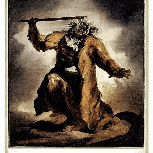 Prompt: fernando de goya painting of the darkest creature of the world