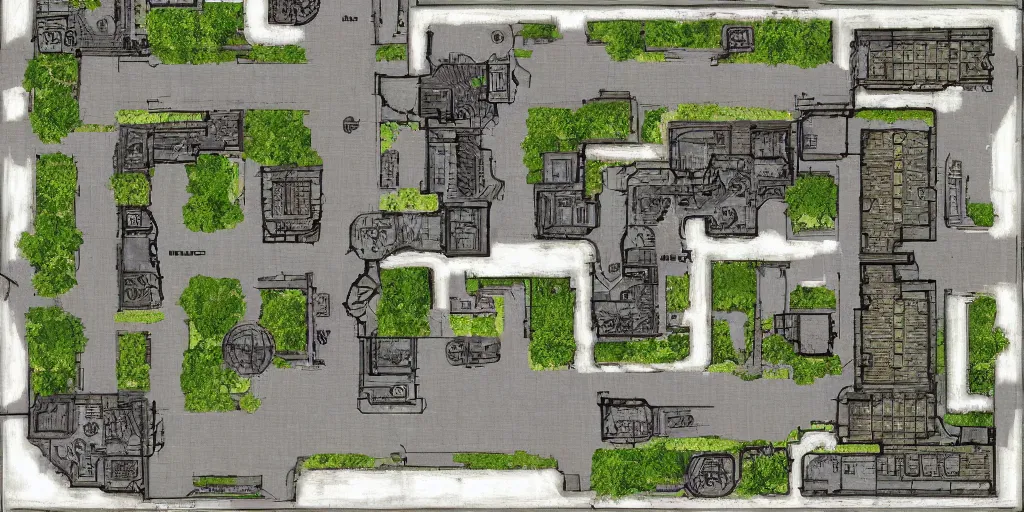 architectural floor plan gears of war map meets, Stable Diffusion