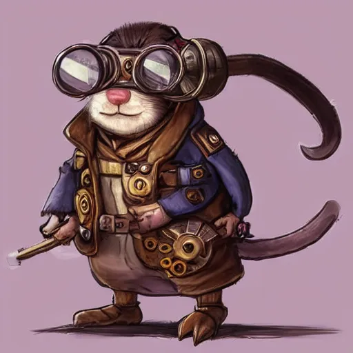 Image similar to a rat with steampunk googles, by League of Legends concept artists