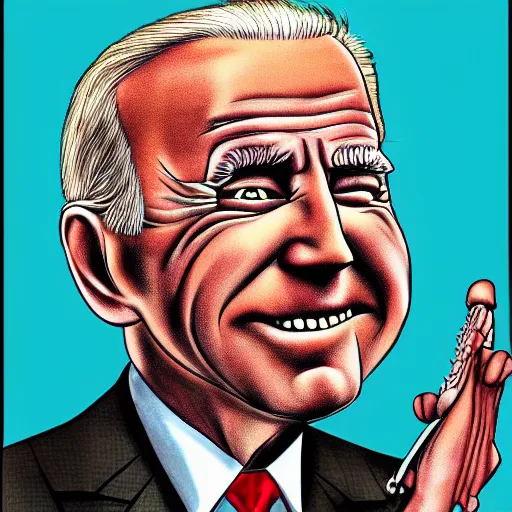 Prompt: freaky portrait of Joe Biden as Rat Fink by Ed 'Big Daddy' Roth