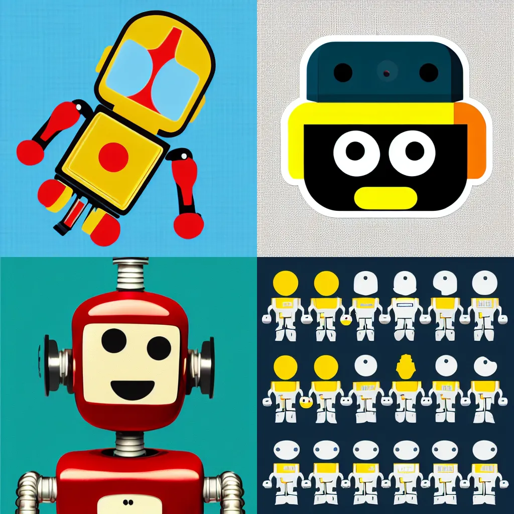 Prompt: toy retro 1950s robot emoji. white background.