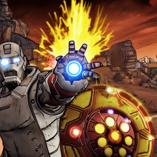 Image similar to Screenshot from new Borderlands DLC featuring Ironman, 8k photorealistic