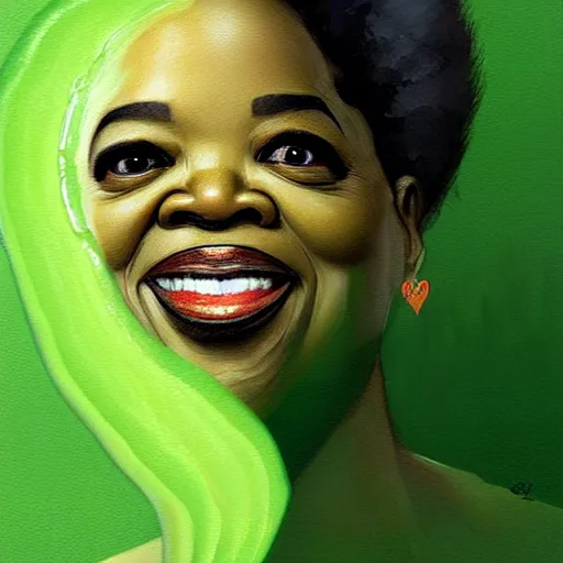 Image similar to a dish of oprah winfreys face fused with okra veg with green stalky ( ( green oprah winfrey's face ) ), oprah okra winfrey sentient veg, by greg rutkowski