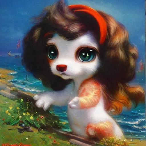 Image similar to 3d Littlest Pet Shop, ocean, master painter and art style of Noel Coypel, art of Émile Eisman-Semenowsky, art of Édouard Bisson