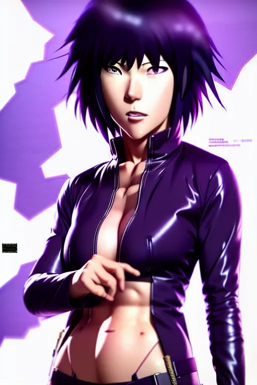 Image similar to a fullbody portrait of motoko kusanagi the major ghost in the shell : : stand alone complex, under repairs, maintenance : : by ilya kuvshinov, rossdraws, artgerm, sola digital arts, anti aliasing, raytracing : :