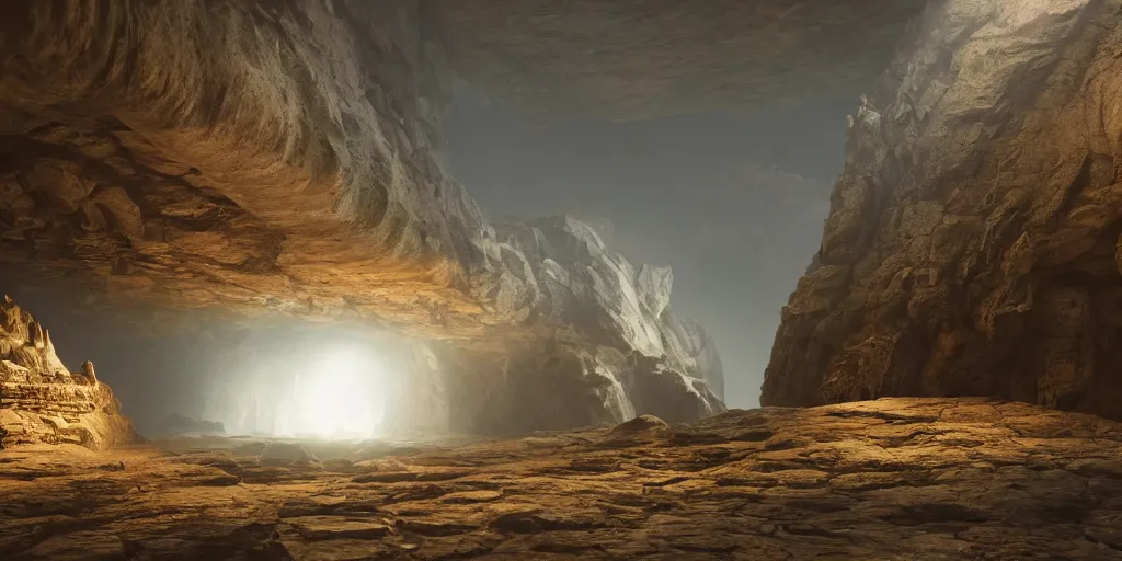 Prompt: discovery of a highly advanced underground civilization made of metal with minimal lighting in the style of thomas cole, cinematic lighting, raytracing, 8 k, octane render, volumetric, vivid, beautiful, hyperrealism