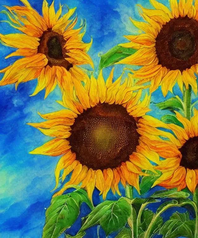 Image similar to sunflowers, water painting, sun rays, intricate, colorful, highly detailed, perfect composition, soft tones