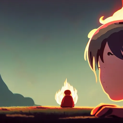 Image similar to o thou unlucky one, with the thunder flame of pain, ignite your own heart, and let it burn alone, detailed, cory loftis, james gilleard, atey ghailan, makoto shinkai, goro fujita, studio ghibli, rim light, exquisite lighting, clear focus, very coherent, plain background