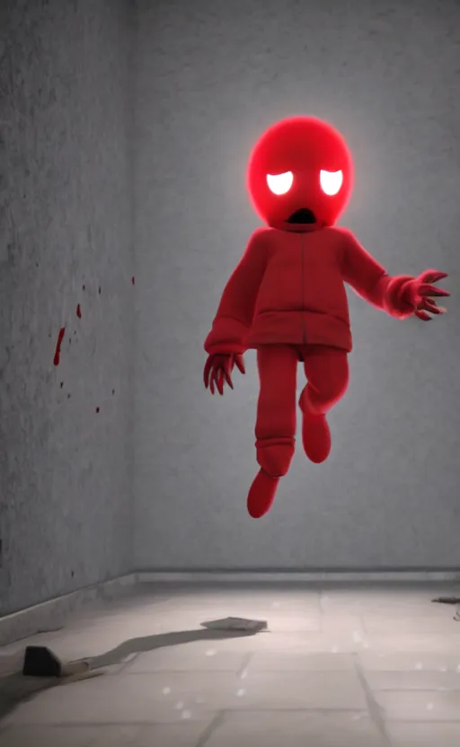 Image similar to super super super epic cinematic shot of SCP-096 shy guy, scp foundation, movie jumpscare, 8k scene, very bloody, ++++++ super super super dynamic action, dynamic lighting, dynamic shaders, dark room, amazing quality