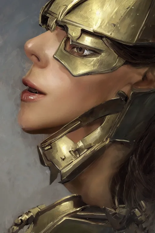 Image similar to a professionally painted portrait of an attractive young woman, clothed in military armor, olive skin, long dark hair, beautiful bone structure, symmetrical facial features, intricate, elegant, digital painting, trending on Artstation, concept art, smooth, sharp focus, illustration, from Metal Gear by Ruan Jia and Mandy Jurgens and Artgerm and William-Adolphe Bouguerea, award winning