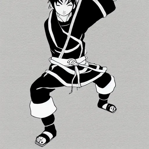 Prompt: a ninja/martial-artist in the style of Masashi Kishimoto in the style of akira toriyama detailed High Resolution HD 8k character portraits concept art