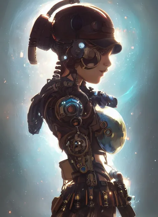 Prompt: portrait of a steampunk cyborg teen by Artgerm and Greg Rutkowski , manga style, digital painting, highly detailed, trending on artstation