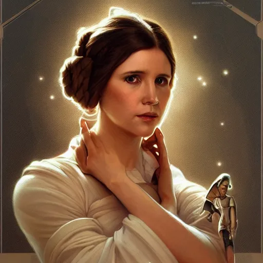 Image similar to amazing lifelike award winning pencil illustration of Princess Leia trending on art station artgerm Greg rutkowski alphonse mucha cinematic