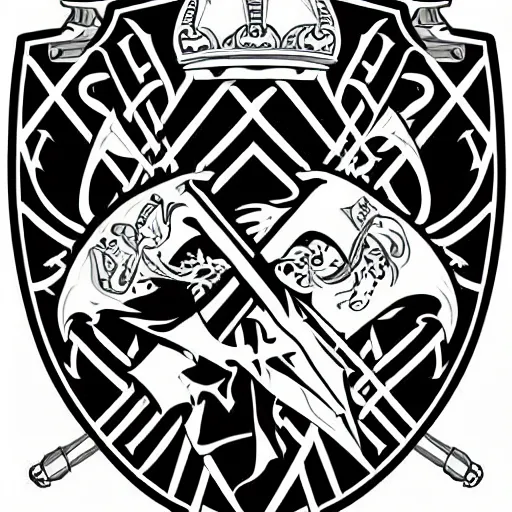 Prompt: coat of arms on a shield, vector art, brian froud