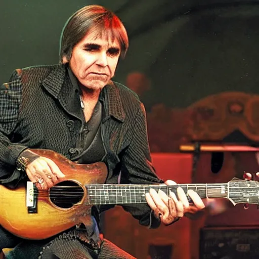 Prompt: davy jones playing guitar on the the flying dutchman