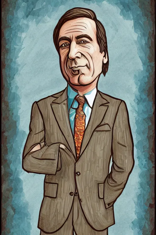 Prompt: an illustration of saul goodman in the style of mary grandpre, beautiful intricately detailed, hd