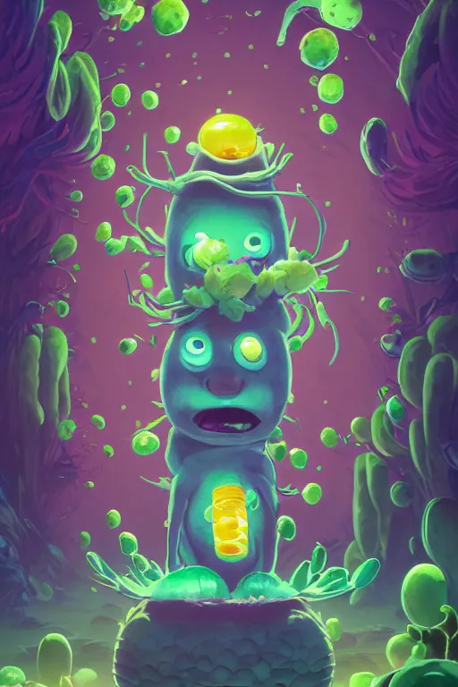 Image similar to roots cactus sushi cristal smurf ghost creature animal sushi cristal very big eye roots cactus elemental flush of force nature micro world fluo fishscale, behance hd by jesper ejsing, by rhads, makoto shinkai and lois van baarle, ilya kuvshinov, rossdraws radiating a glowing aura global illumination ray tracing hdr