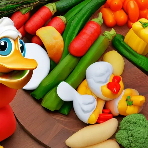 Image similar to beaver and duck, vegetables