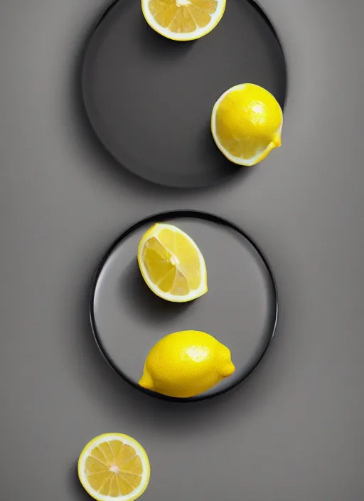 Prompt: when life give you only lemons, just sell them, lol, just do it, photorealistic, canon r 3, high fashion photography, elegant, luxury and elite, symmetry, octane render, unreal engine, solid dark grey background, dramatic lights