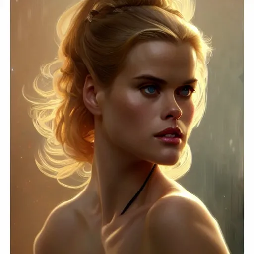 Prompt: beautiful striking Alice Eve , intricate, elegant, highly detailed, digital painting, artstation, concept art, smooth, sharp focus, illustration, art by artgerm and greg rutkowski and alphonse mucha and loish and WLOP