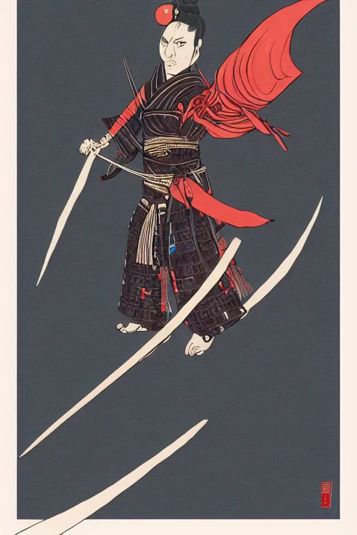 Prompt: the wave - dancing samurai katana duelist, art by matt fox, trending on artstation, moon light product view traditional art, fantastic planet, character design, fantasy artist, scuola romana