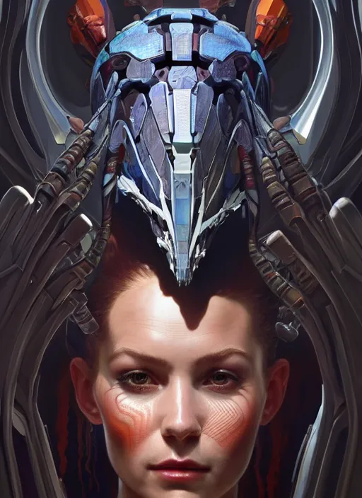 Prompt: asymmetrical!! portrait of an alien with parts of other aliens forming its face in the style of, machine face, intricate, elegant, highly detailed, digital painting, artstation, concept art, smooth, sharp focus, illustration, art by artgerm and greg rutkowski and alphonse mucha, horizon zero dawn 8 k