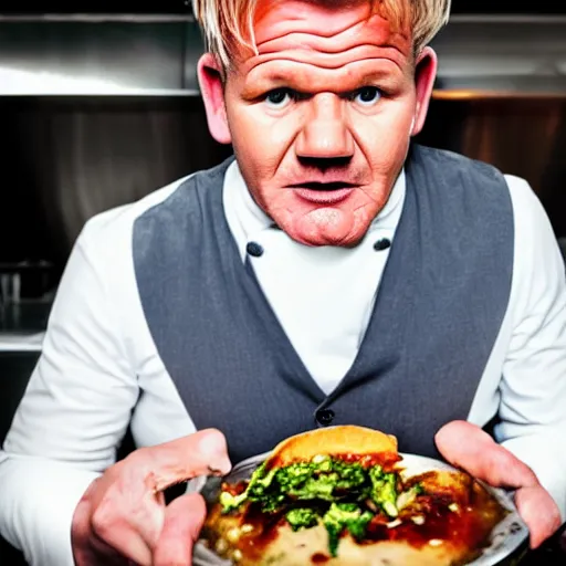 Prompt: Gordon Ramsay eating out of the toilet