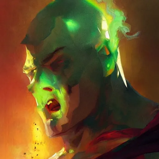 Prompt: superman smoke kryptonite dust cocaine, green kryptonite, art by greg rutkowski