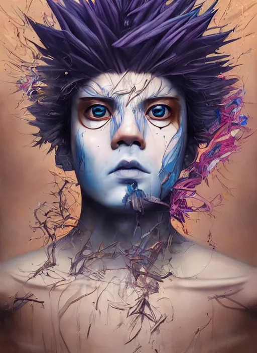 Prompt: beautiful portrait of Yugi Mutou, by Tristan Eaton, Stanley Artgermm, Tom Bagshaw, Greg Rutkowski, Carne Griffiths. trending on DeviantArt, face enhance, hyper detailed, trending on Artstation, 8k, masterpiece, graffiti paint, fine detail, full of color, intricate detail, golden ratio illustration