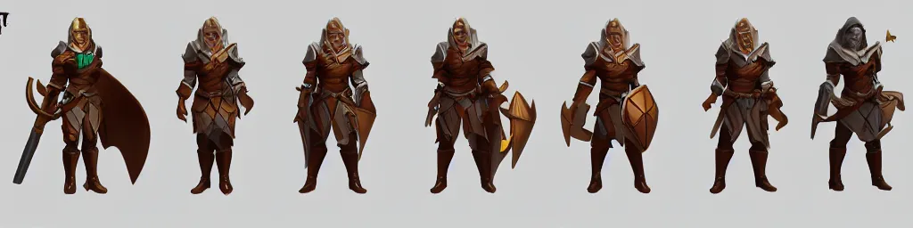 Image similar to dnd paladin character turnaround sheet, rpg, isometric render, d & d, trending on artstation