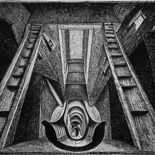 Image similar to frame:1 tortured soul in a nightmarish hell, by escher, by Leonardo da Vinci