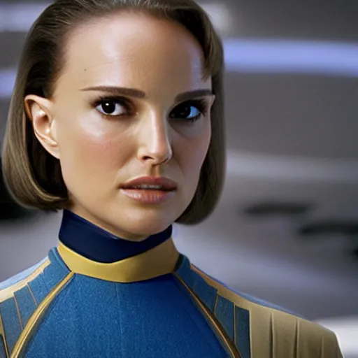 Prompt: Natalie Portman in Star Trek, (EOS 5DS R, ISO100, f/8, 1/125, 84mm, crisp face, prime lense)