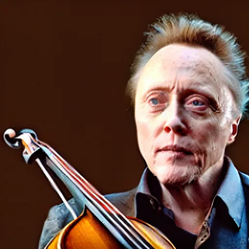 Prompt: Christopher Walken with a violin coming out of his ear