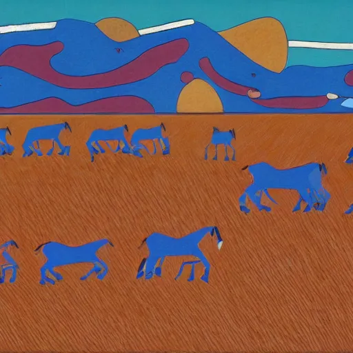 Image similar to horses on plains in Navajo art style