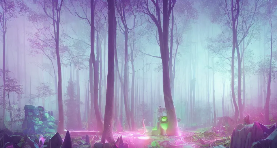 Image similar to Enchanted and magic forest, by Beeple