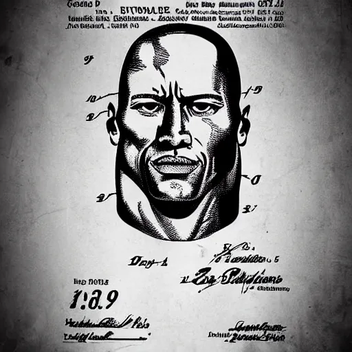 Image similar to dwayne johnson as a us patent drawing